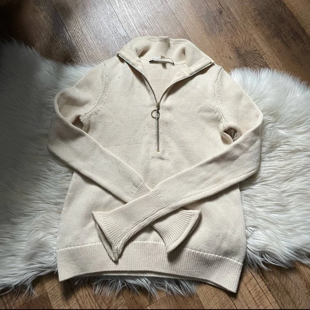 & Other Stories Cream Half Zip Sweater